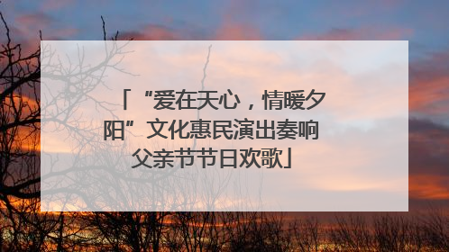 “爱在天心，情暖夕阳”文化惠民演出奏响父亲节节日欢歌