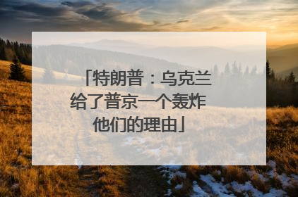 特朗普：乌克兰给了普京一个轰炸他们的理由