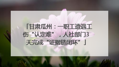 甘肃瓜州：一职工遭遇工伤“认定难”，人社部门3天完成“证据链闭环”