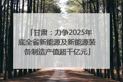 甘肃：力争2025年底全省新能源及新能源装备制造产值超千亿元