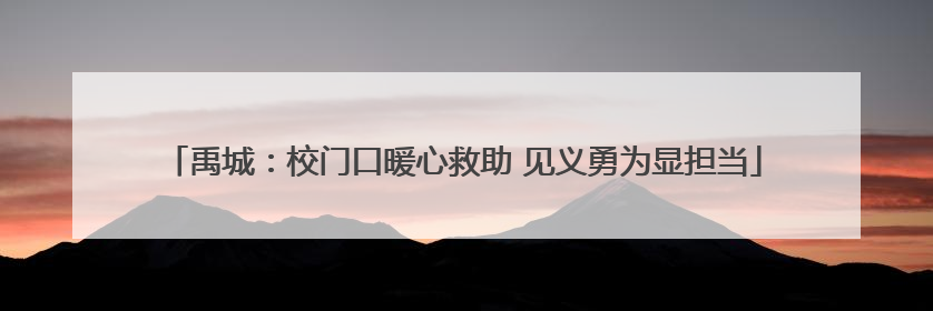 禹城：校门口暖心救助 见义勇为显担当