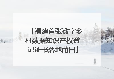 福建首张数字乡村数据知识产权登记证书落地莆田