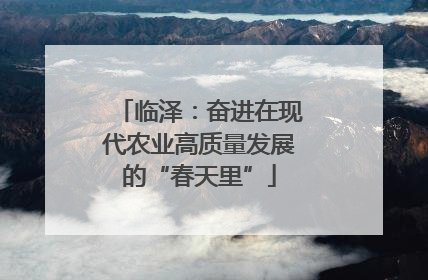 临泽：奋进在现代农业高质量发展的“春天里”