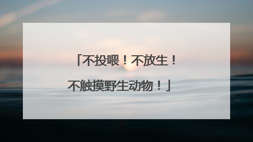 不投喂！不放生！不触摸野生动物！
