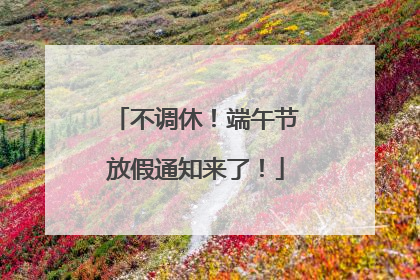 不调休！端午节放假通知来了！