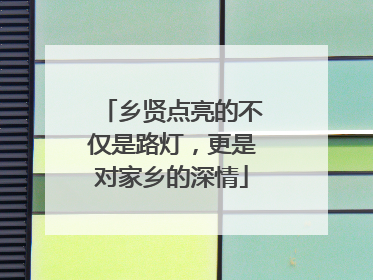 乡贤点亮的不仅是路灯，更是对家乡的深情