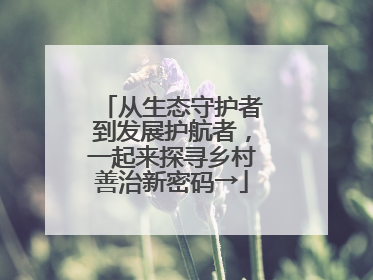 从生态守护者到发展护航者，一起来探寻乡村善治新密码→