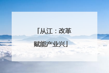 从江：改革赋能产业兴