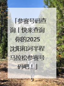 参赛号码查询丨快来查询你的2025沈阳和河半程马拉松参赛号码吧！