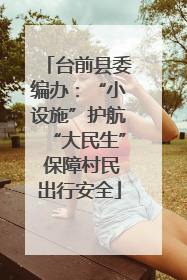 台前县委编办：“小设施”护航“大民生” 保障村民出行安全