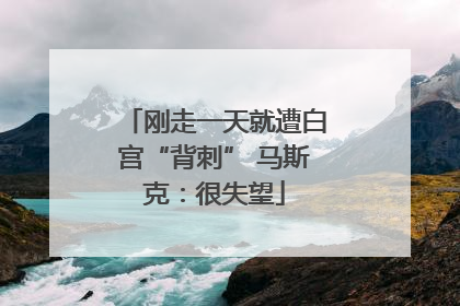 刚走一天就遭白宫“背刺” 马斯克：很失望