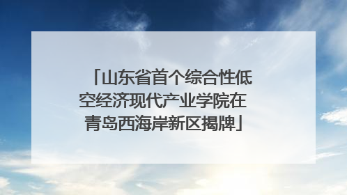 山东省首个综合性低空经济现代产业学院在青岛西海岸新区揭牌