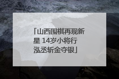 山西围棋再现新星 14岁小将行泓丞斩金夺银