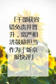 干部获容错免责并晋升，宽严相济鼓励担当作为｜新京报快评