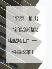 平原：推出“新能源储能电站项目”一件事改革