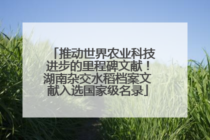 推动世界农业科技进步的里程碑文献！湖南杂交水稻档案文献入选国家级名录