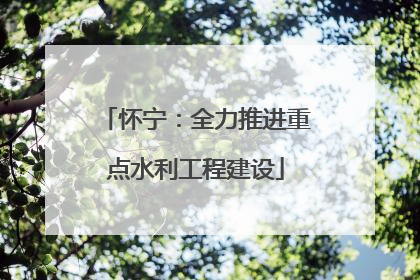 怀宁：全力推进重点水利工程建设