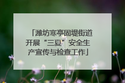 潍坊寒亭固堤街道开展“三夏”安全生产宣传与检查工作