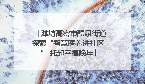 潍坊高密市醴泉街道探索“智慧医养进社区” 托起幸福晚年