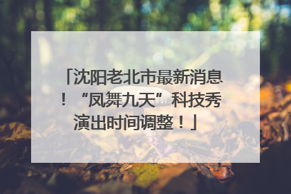 沈阳老北市最新消息！“凤舞九天”科技秀演出时间调整！