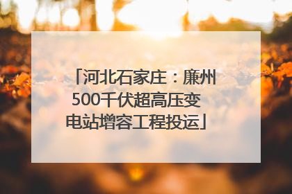 河北石家庄：廉州500千伏超高压变电站增容工程投运