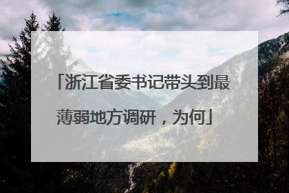 浙江省委书记带头到最薄弱地方调研，为何