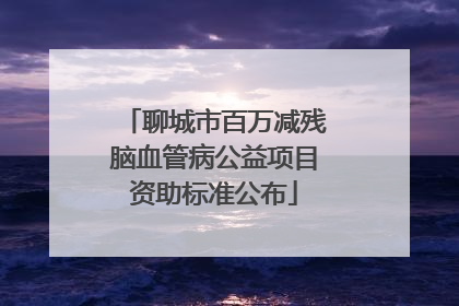聊城市百万减残脑血管病公益项目资助标准公布
