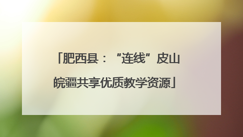 肥西县：“连线”皮山 皖疆共享优质教学资源