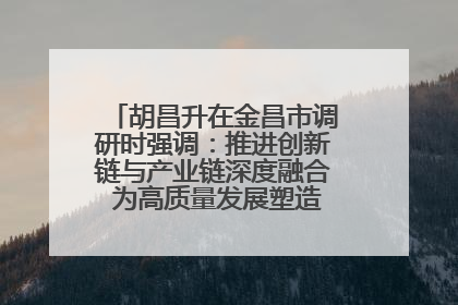 胡昌升在金昌市调研时强调：推进创新链与产业链深度融合 为高质量发展塑造新动能新优势