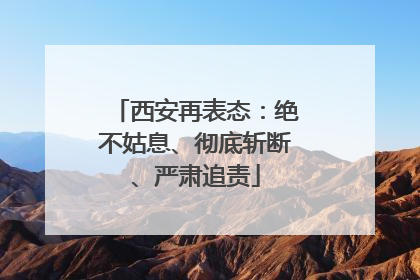 西安再表态：绝不姑息、彻底斩断、严肃追责