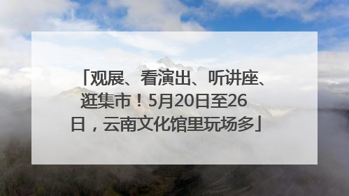观展、看演出、听讲座、逛集市！5月20日至26日，云南文化馆里玩场多